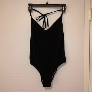 PINK Swim Black Halter One Piece
